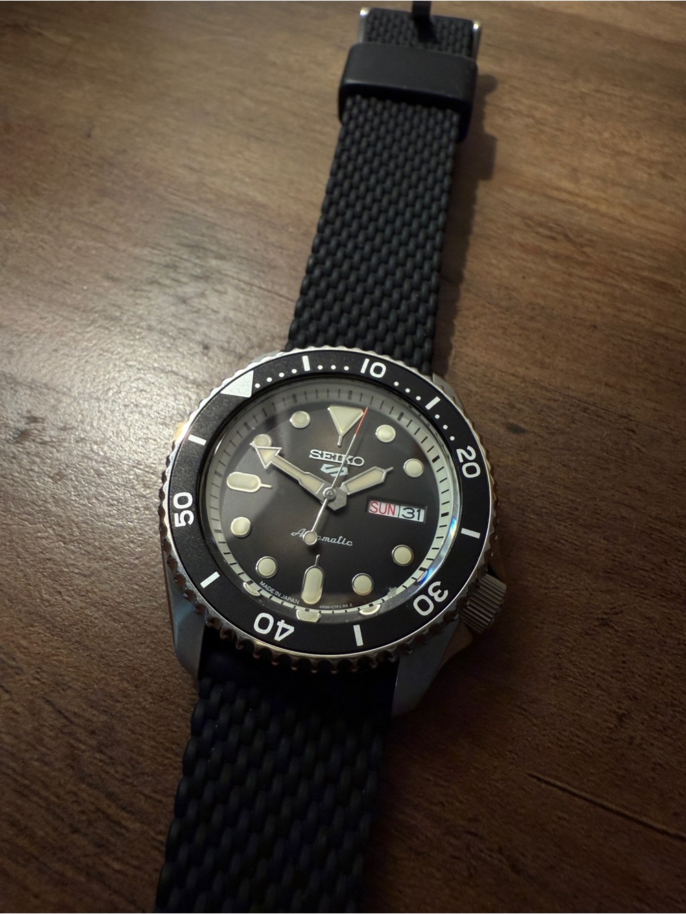 Men's Seiko 5 Sports Automatic Black Silicone Strap Watch 42.5mm